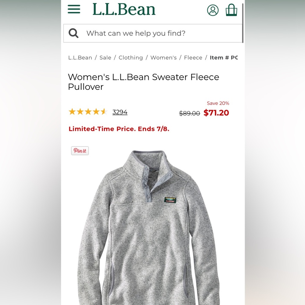 Women's L.L.Bean Sweater Fleece Pullover Size Medium Pewter Color - Picture 9 of 9